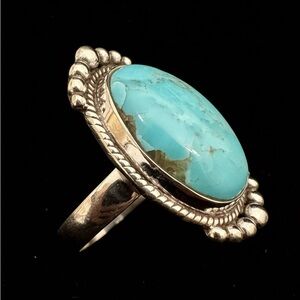 Genuine Turquoise and Sterling Silver Women's Ring